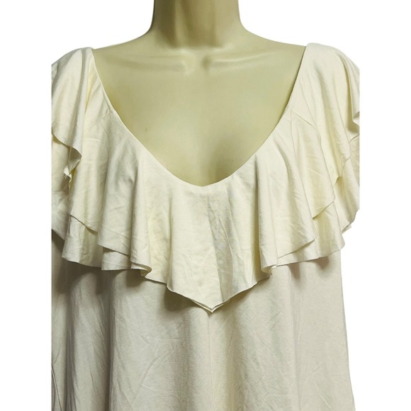 Rachel Pally Amber Top Plus Size 2X Ivory Ruffle V-Neck NWT $167 Modal Blend - Picture 10 of 14